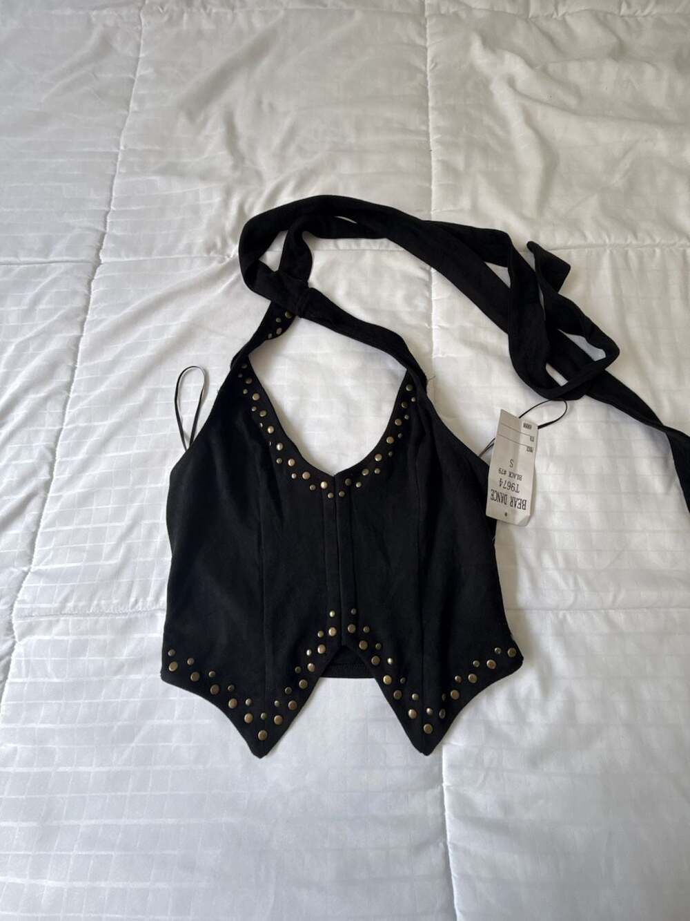Bear Dance Halter Top Size S Black Studded